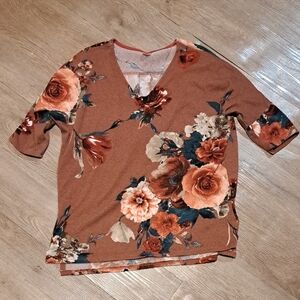 Elegant Floral V-Neck Blouse